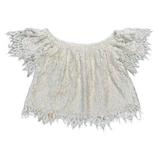 Alexis Women's cream Lace Off the shoulder Cropped Top Size Small